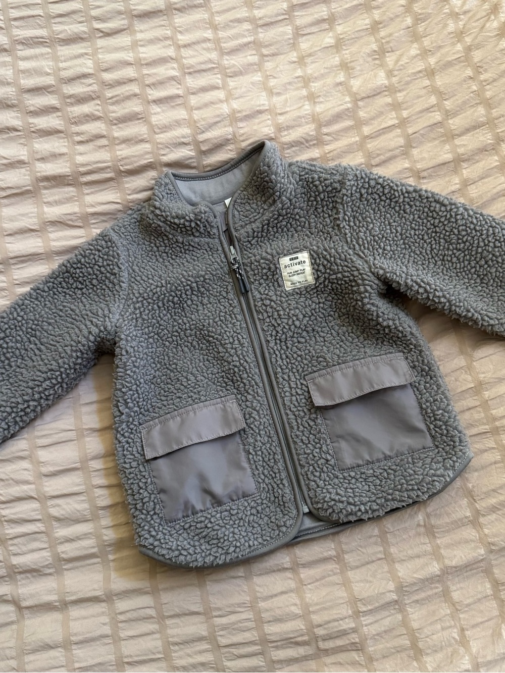 Toddlers' Gray Sherpa Zip Jacket